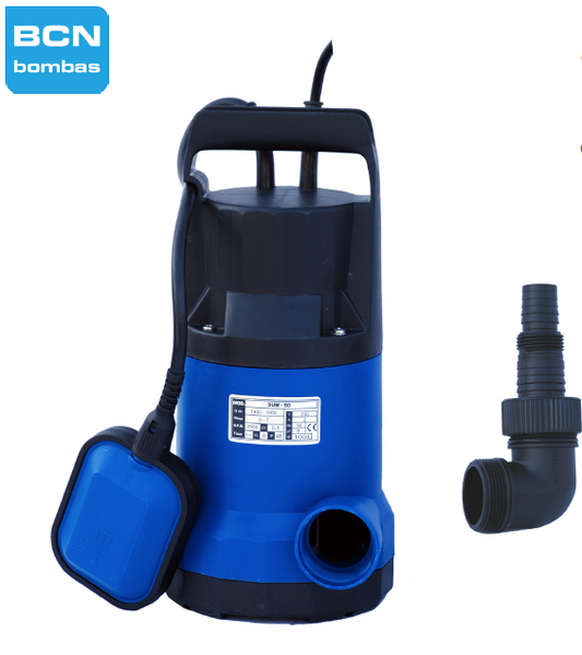 Bomba submersível para drenagem de água com corpo em plástico