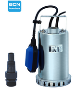 Bomba sumergible para drenaje de agua con cuerpo de acero inoxidable.