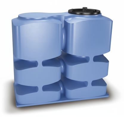 Vista três quartos depósito Jolly modular azul - Polietileno design passa portas
