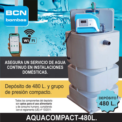 Kit Aquacompact 480L com grupo de pressão ISP 1.0 WiFi - sistema completo de pressurização BCN
