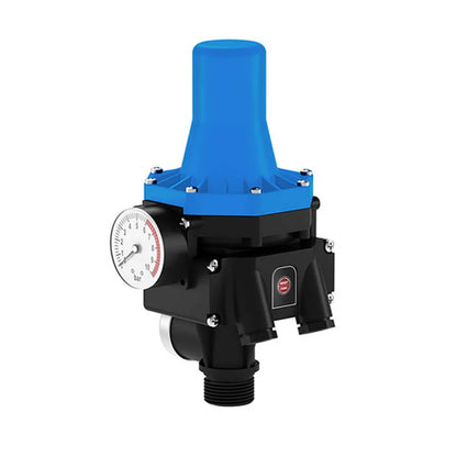 Regulador de Pressão BCN RP-90 vista frontal com manómetro integrado e proteção IP-65 para controlo automático de bombas